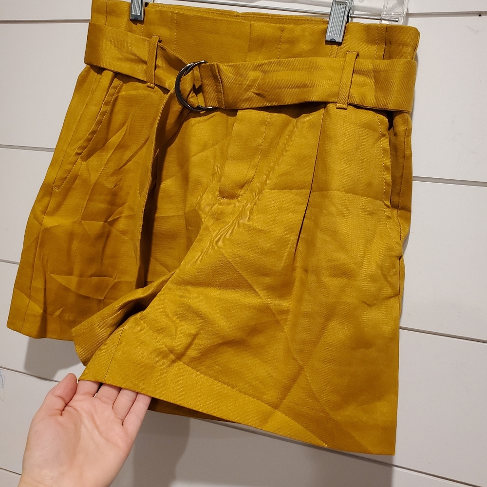 Mustard Yellow Women's Belted Shorts